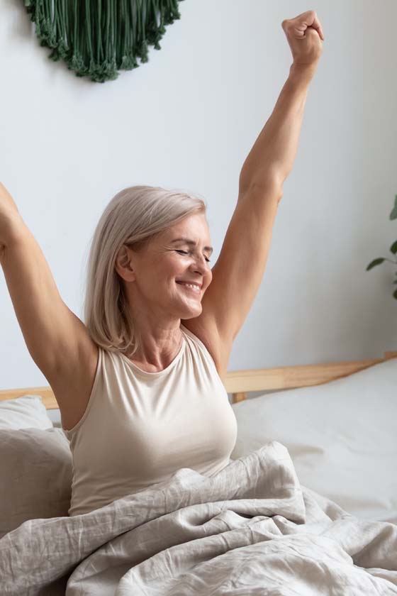 Older woman stretching